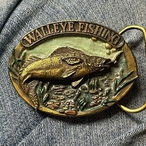 Walleye Fishing Fisherman 80s Vintage Belt Buckle​​​​​​​​​​​